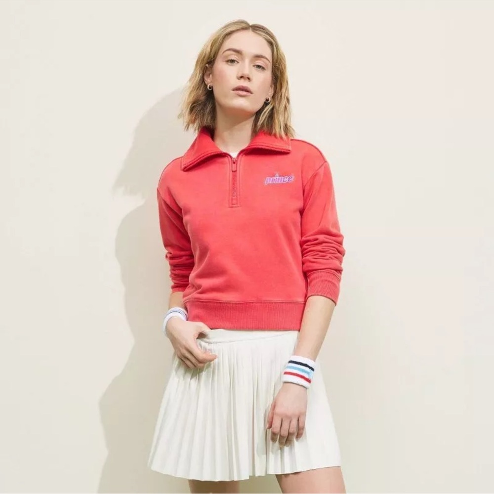 Prince x Target pickleball red French terry zip pullover sweatshirt top S M XL